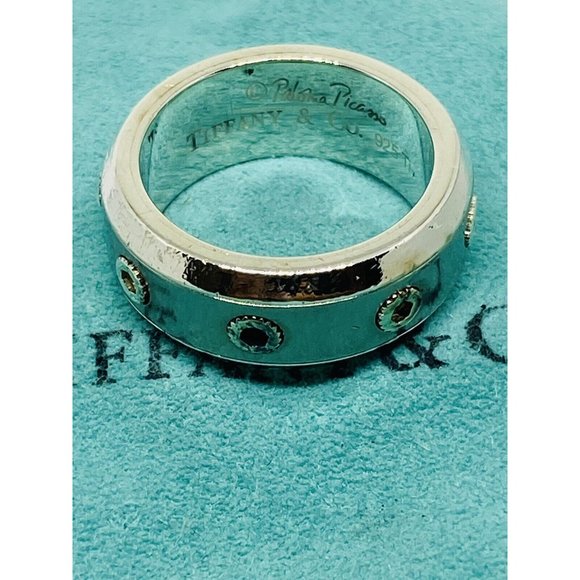 Tiffany & Co Paloma Picasso Sterling Silver & Titanium Turbo Ring Sz 7 Pouch